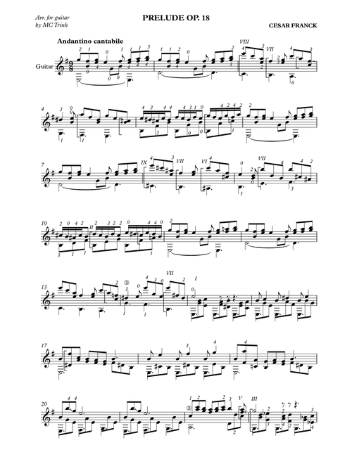 Prelude Op. 18 (Arr. MC Trinh) - Cesar Franck (Solo Guitar)
