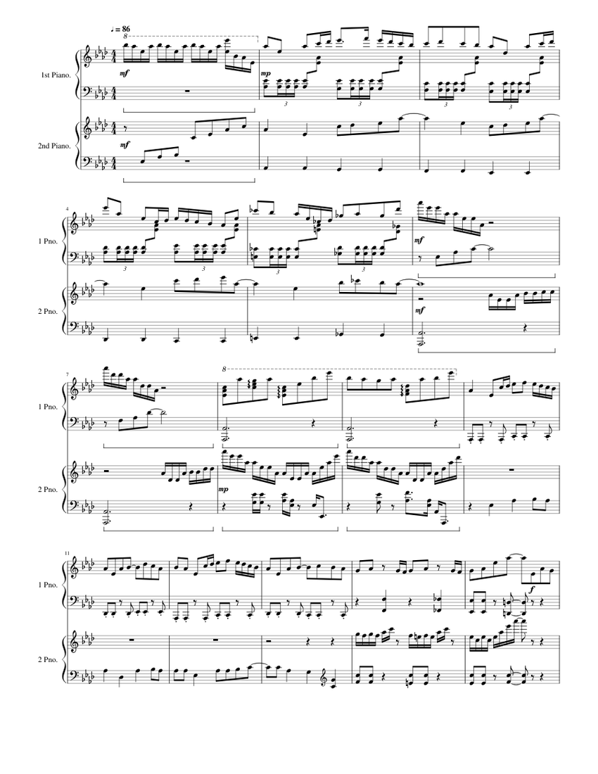 209番道路 【ポケモンDP】 Sheet music for Piano (Piano Duo) | Musescore.com