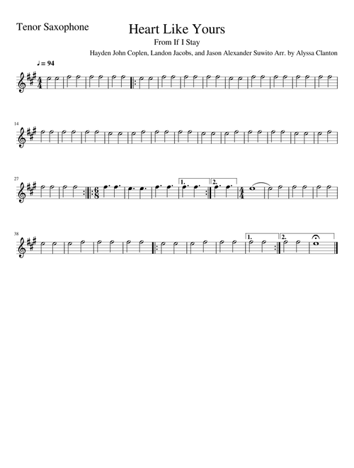 Heart Like Yours Tenor Sax