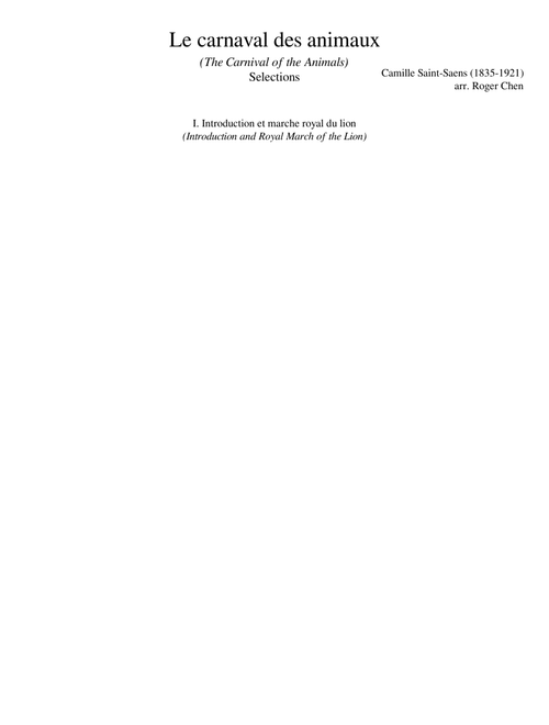 Le Carnaval des Animaux (Camille Saint-Saëns), arranged for concert band