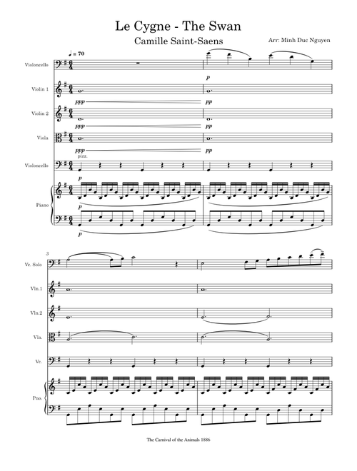 The Swan (Le Cygne) - Cello Solo and String Quartet