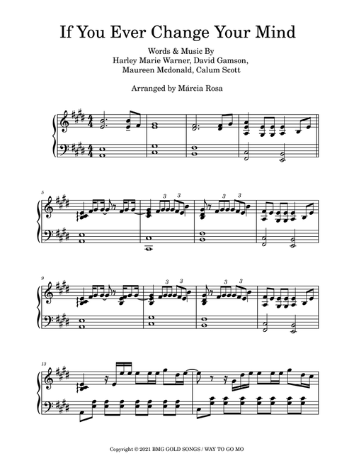 If You Ever Change Your Mind (Arr. Márcia Rosa) - Calum Scott (Piano Solo)