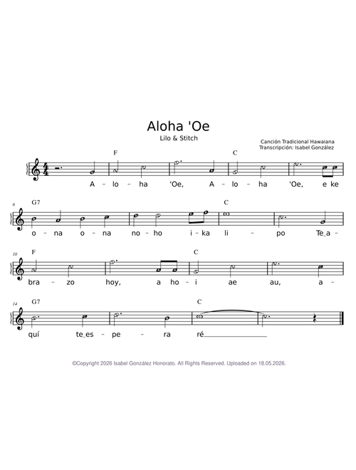 Aloha 'Oe - Lilo y Stitch