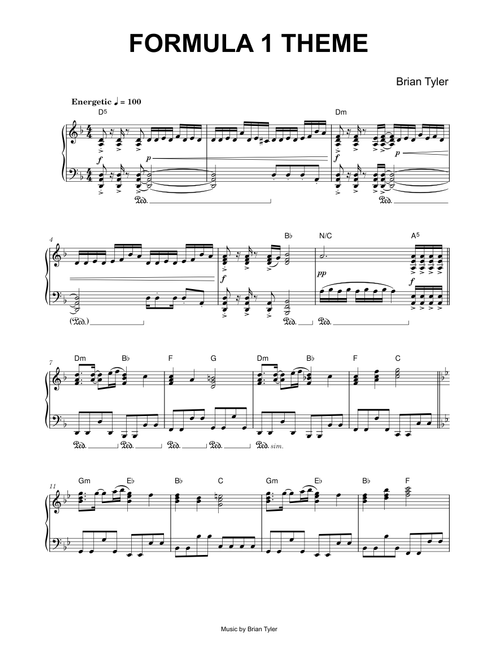 Formula 1 Theme - Brian Tyler (Piano)