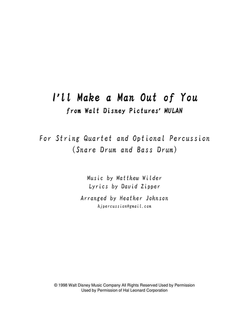 I'll Make A Man Out Of You (Arr. Heather Johnson) - Matthew Wilder (Small Ensemble)