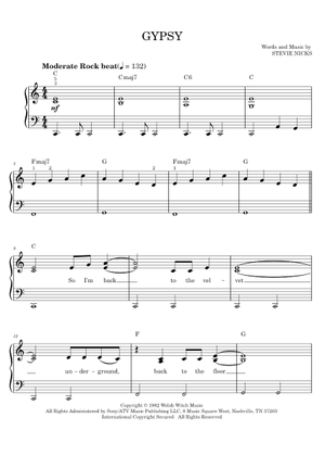 Play Official version of Gypsy Sheet Music by Fleetwood Mac for Piano ...