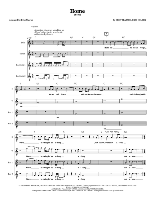 Home (Arr. Deke Sharon) - Phillip Phillips (Choral, TTBB)