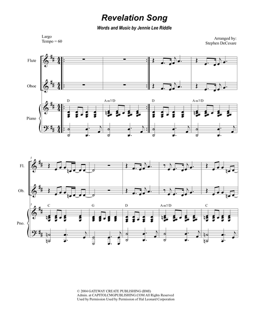 Revelation Song (Arr. Stephen DeCesare) - Jennie Lee Riddle (Woodwind Ensemble)