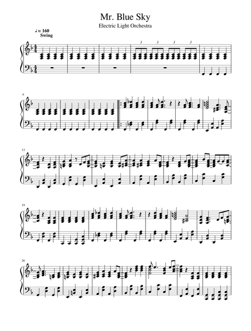 ELO - Mr Blue Sky (Hard) - Piano