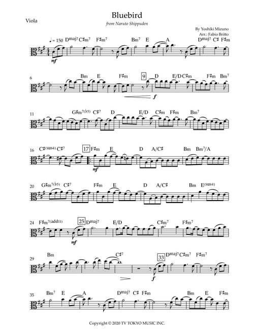 Ikimono Gakari's Blue Bird (Arr. Fabio Britto) - Yoshiki Mizuno (Viola Solo)