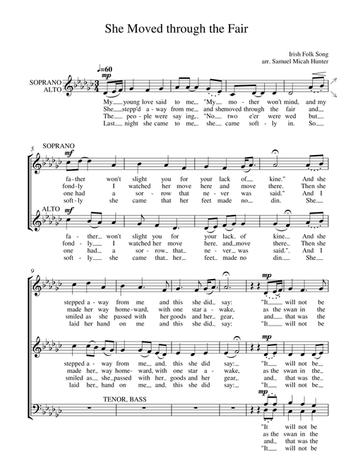 She Moved Through the Fair (Arr. Samuel Micah Hunter) - Irish Folk Song (Choral, SATB)