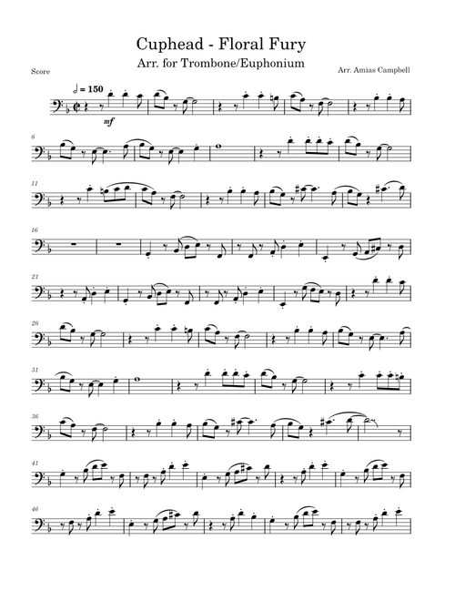 Cuphead - Floral Fury, Arr. for Trombone/Euphonium