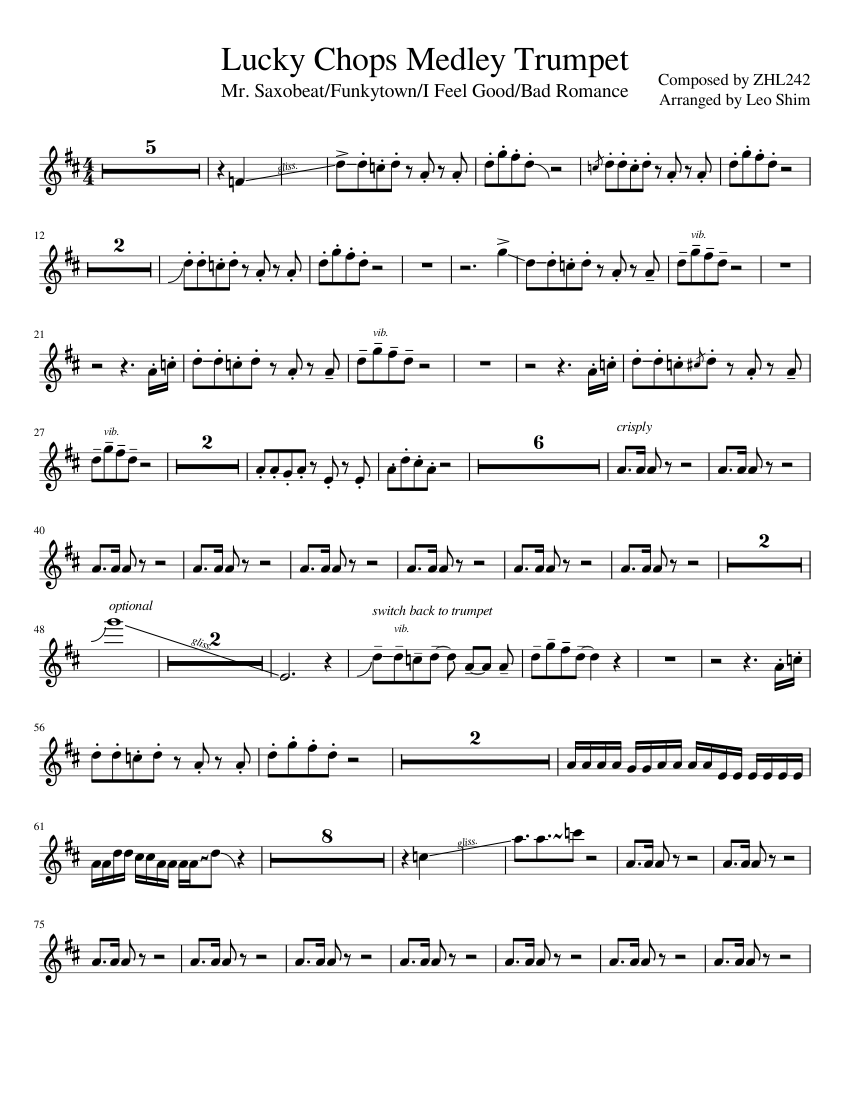 Lucky Chops Medley Trumpet Sheet music for Trumpet in bflat (Mixed
