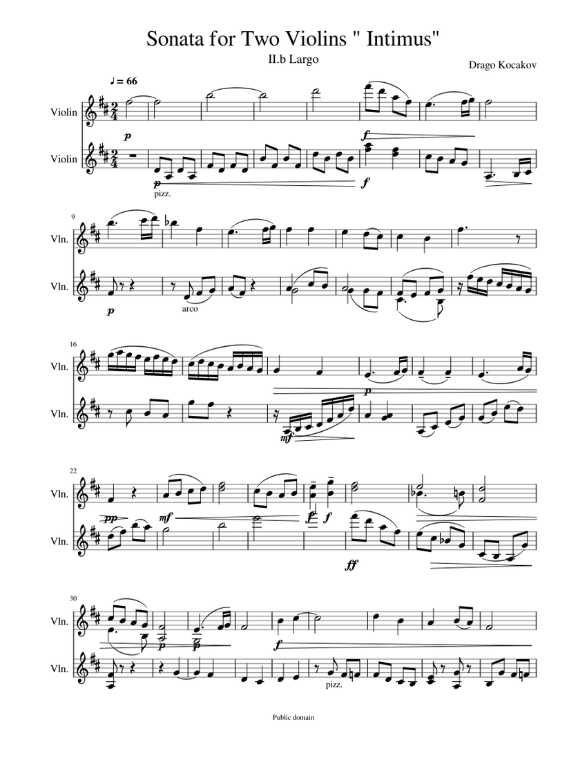 Sonata for Two Violins "Intimus" - 2ndB movement Sheet music for Violin ...