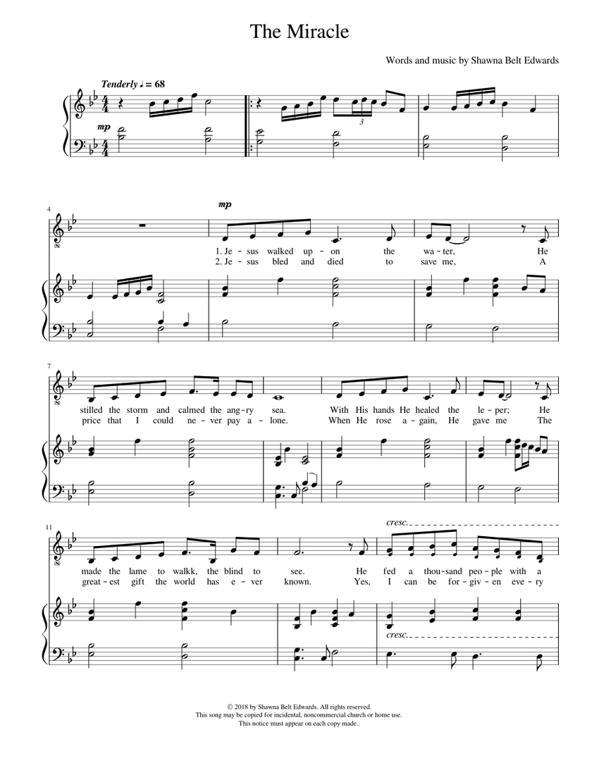 The Miracle Sheet music for Piano, Vocals (PianoVoice)