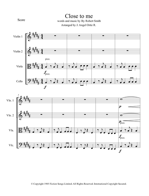 Close To Me (Arr. José angel Ortiz ramirez) - The Cure (String Quartet)