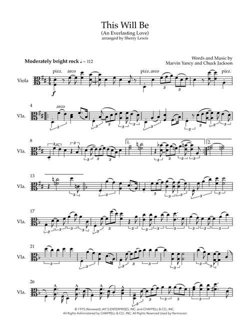 This Will Be (An Everlasting Love) (Arr. Sherry Lewis) - Natalie Cole (Viola Solo)