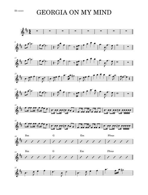 Georgia on my mind – Hoagy Carmichael (ALTO SAX RMK)
