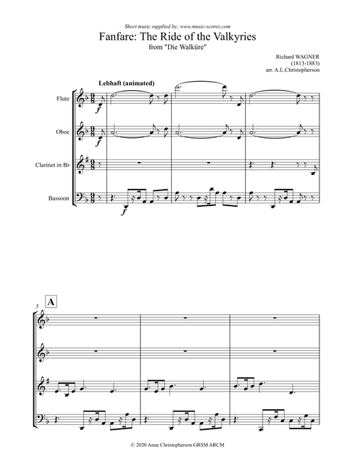 The ride of the Valkyries: Fanfare - Wind Quartet (Arr. Anne Christopherson GRSM ARCM) - Richard Wagner (Woodwind Ensemble)