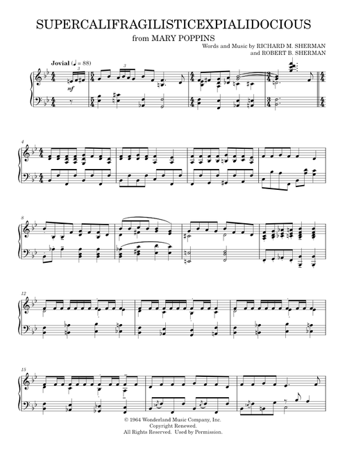 Supercalifragilisticexpialidocious (from Mary Poppins) - Sherman Brothers (Piano Solo)