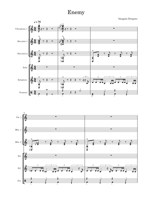 Enemy (For Percussion Front Ensemble) – Imagine Dragons