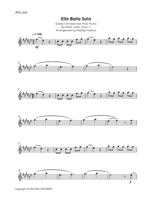 Ella Baila Sola (Arr. Rodrigo Faleiros) - Pedro Julian Tovar Jr (Alto Sax Solo)