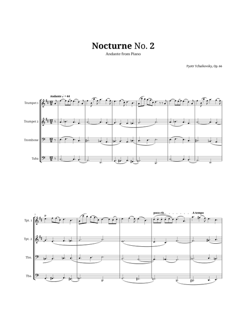 Nocturne by Chopin for Brass Quartet (Arr. Langanho) (Brass Ensemble)