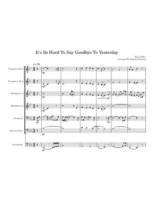 It's So Hard To Say Goodbye To Yesterday – Eb Major