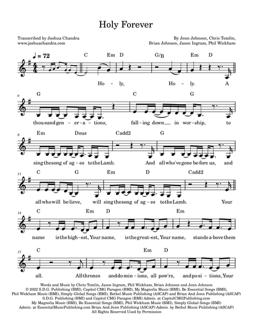 Holy Forever (Arr. Joshua Chandra) - Chris Tomlin (Guitar Chords-Lyrics)
