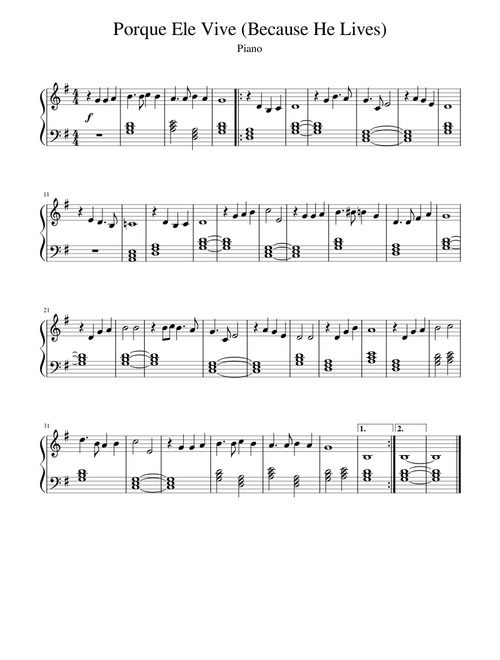 Porque Ele Vive (Because He Lives) - Piano