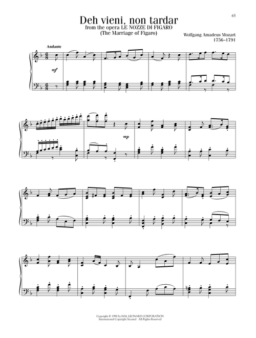 Deh Vieni, Non Tardar (The Marriage Of Figaro) - Wolfgang Amadeus Mozart (Piano Solo)