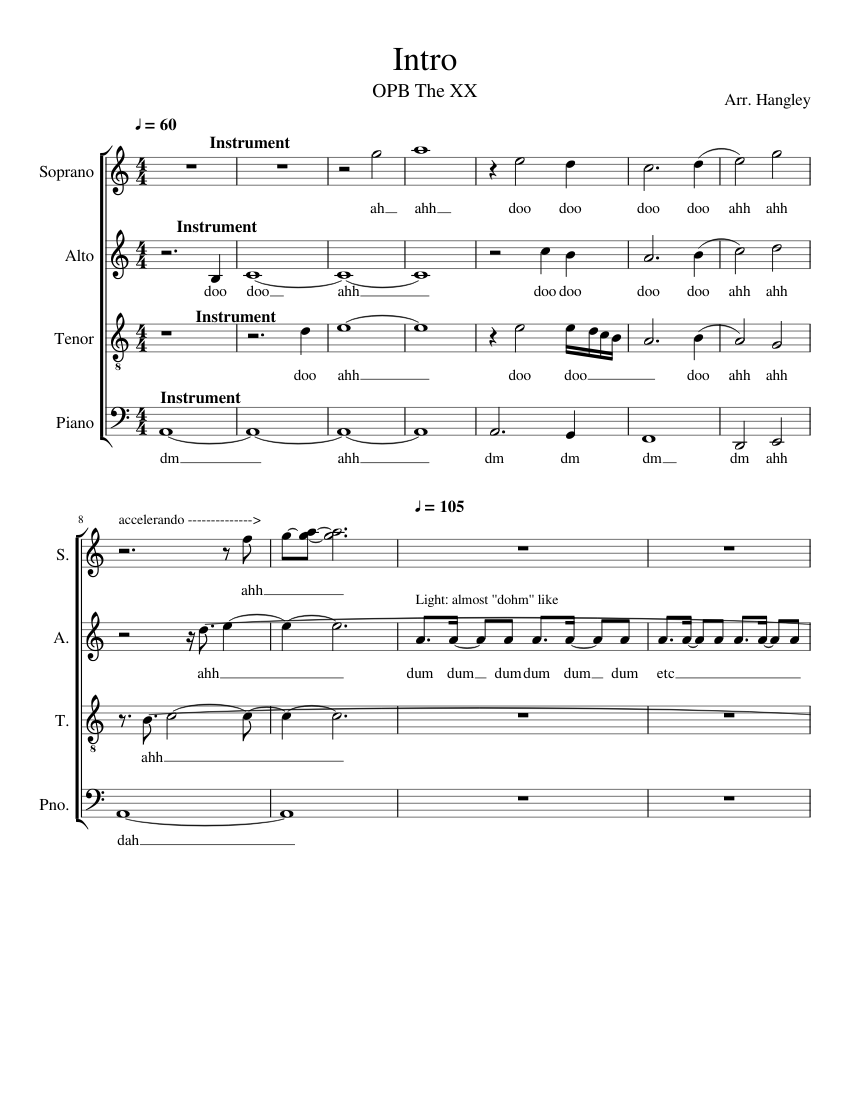 Intro Sheet music for Soprano, Alto, Tenor, Bass voice (Choral)