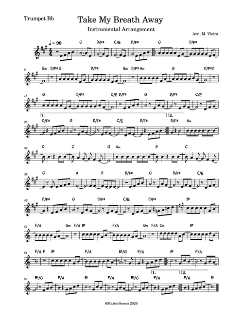 Take My Breath Away (Love Theme) (Arr. M. Vieira) - Berlin (Trumpet Solo)
