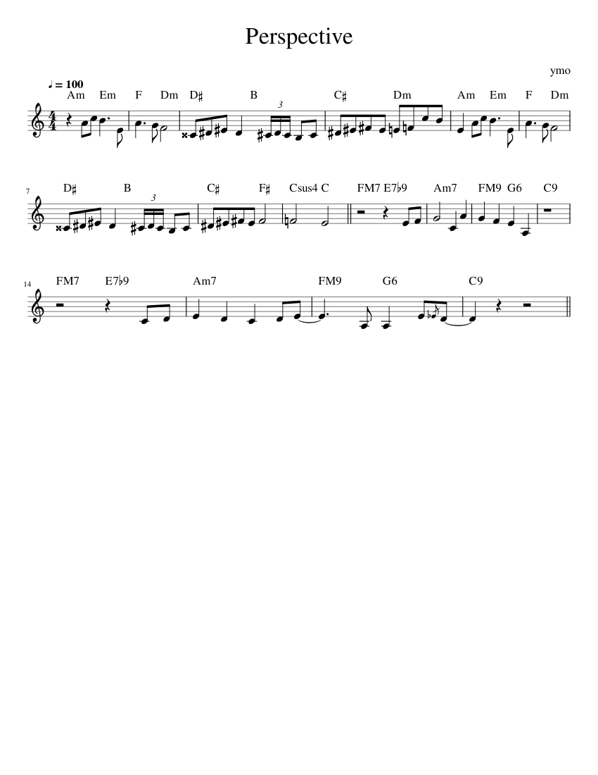 【有名人芸能人】 Perspective - YMO Sheet Easy (Solo) Piano for music ミュージシャン