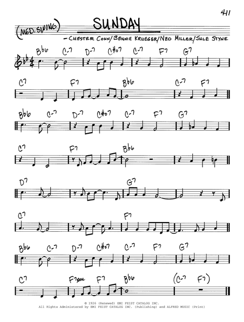 Sunday - Jule Styne, Ned Miller, Chester Conn (Real Book - Melody-Chords)
