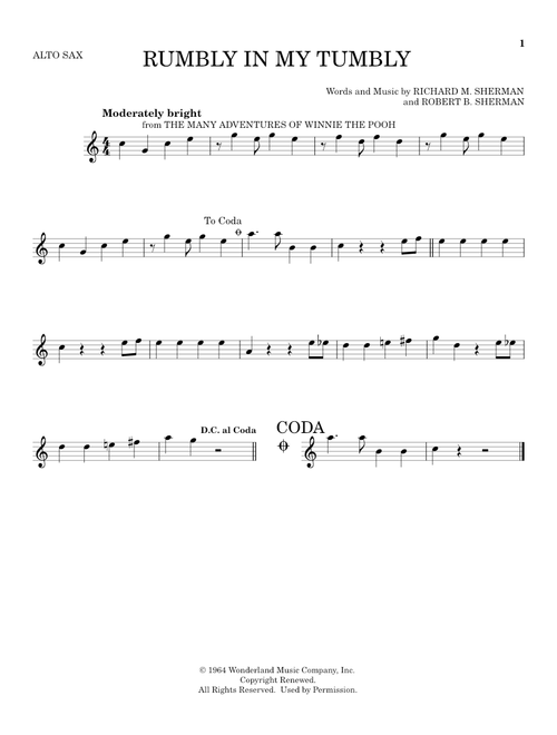 Rumbly In My Tumbly (from The Many Adventures Of Winnie The Pooh) - Robert B Sherman, Richard M Sherman (Alto Sax Solo)