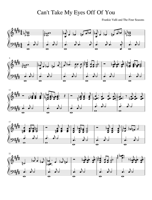 Can't Take My Eyes Off Of You - Frankie Valli [SOLO PIANO]