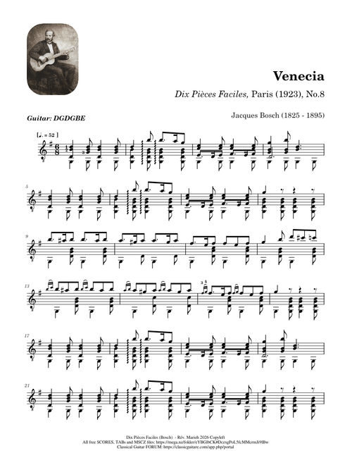 Venecia – Dix Pièces Faciles, No.8 – Jacques Bosch (1825 - 1895)