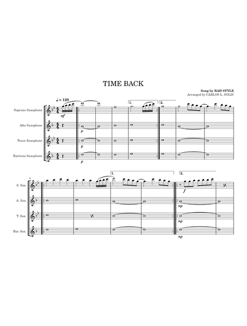 Time Back (SAX ARRANGEMENT) | Bad Style
