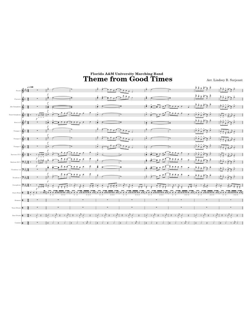 Good Times (FAMU) Sheet Music for Trombone, Euphonium, Flute piccolo ...
