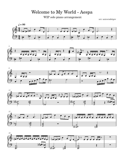 Welcome to My World - aespa piano cover