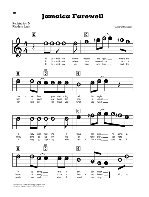 Jamaica Farewell - Traditional Caribbean (E-Z Play Today)