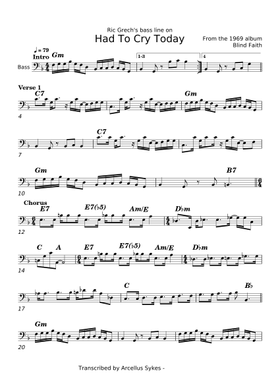 Free Had To Cry Today by Blind Faith sheet music | Download