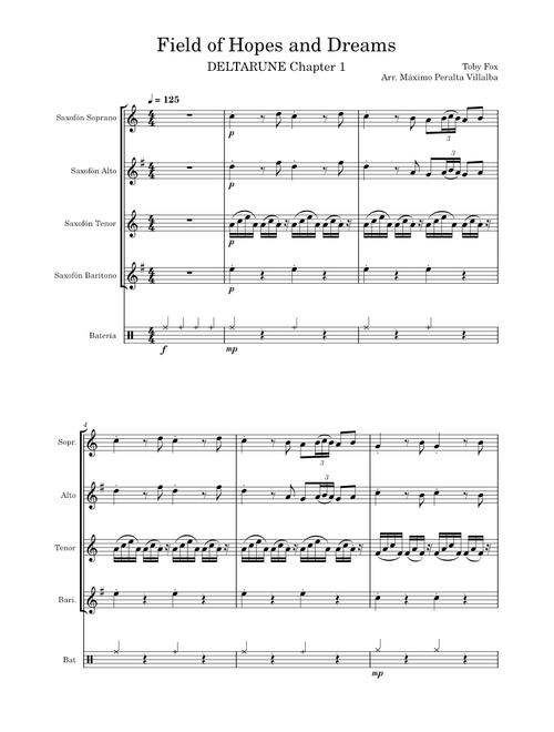 Field Of Hopes And Dreams - SATB Sax Quartet