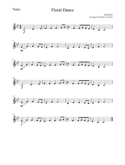 Floral Dance (Arr. Zachary Corbett) - Traditional (Violin Solo)
