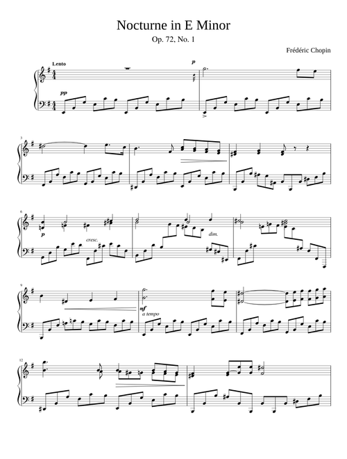 Chopin Nocturne in E Minor, Op. 72, No. 1