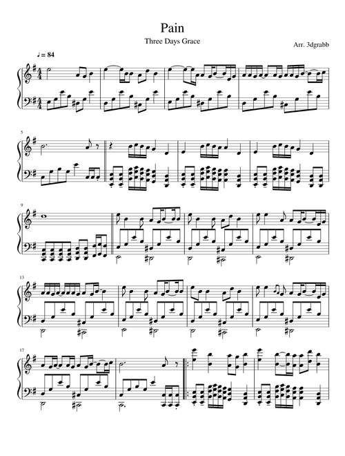 Pain - Three Days Grace - Piano Cover (3dgrabb)