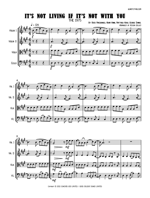 It's Not Living (if It's Not With You) (Arr. Alison Gillies) - The 1975 (String Quartet)
