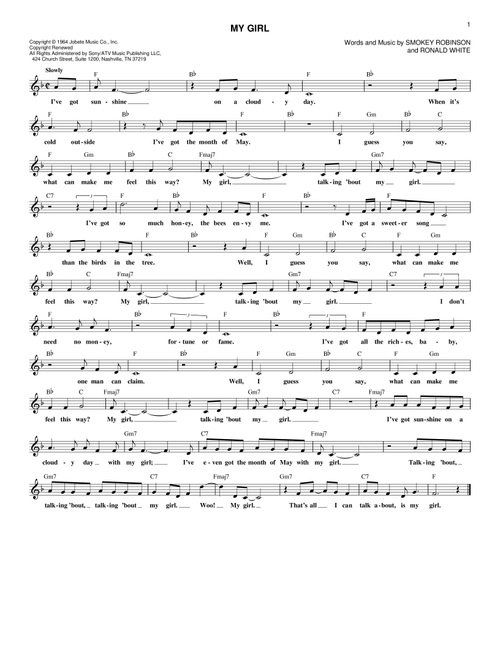 My Girl - The Temptations (Lead Sheet - Fake Book)