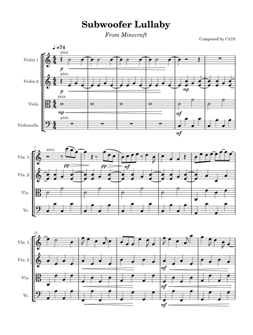Subwoofer Lullaby - For String Quartet